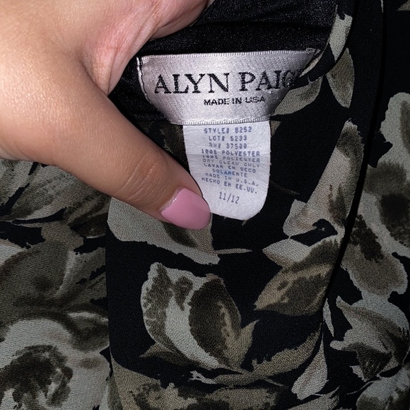 Alyn Paige- Black/Green Floral Midi Dress- Size 11 - Picture 8 of 8